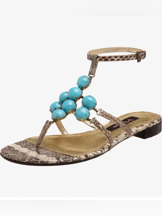Shoes - Nina Women's Delphi Sandal T-Strap Sandal with Turquoise Bead Accents Size 8